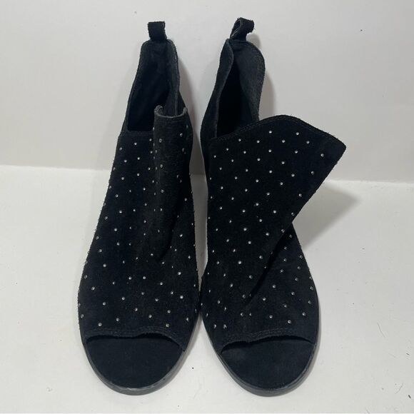Lucky Brand Black Leather Peep Toe Ankle Booties - Picture 2 of 8